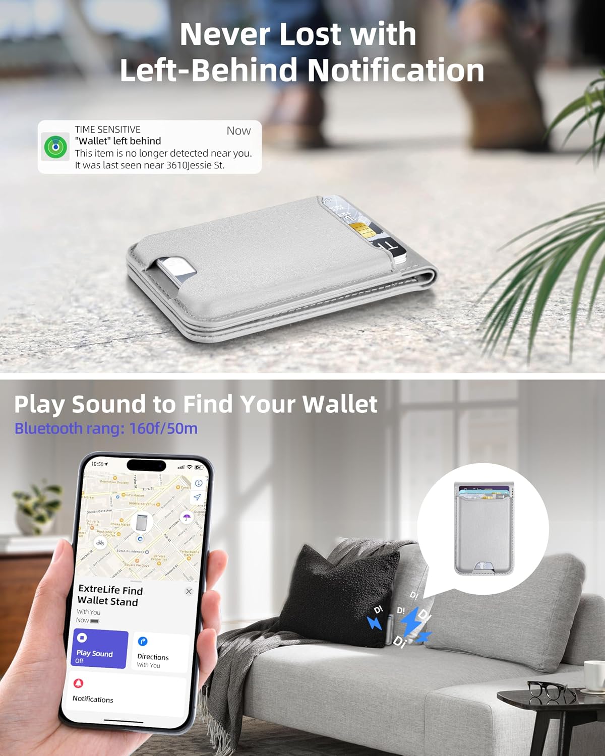 ExtreLife for Magsafe Wallet, Works with Apple Find My, 6 Cards Holder