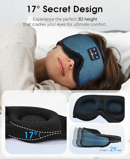 MUSICOZY Sleep Headphones Breathable Sleep Mask Bluetooth 5.4 Wireless Earphones Mask Sleeping Eyemask for Side Sleepers for Women Men Travel Meditation Gift (Mesh Black)