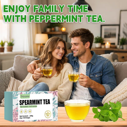 Spearmint Leaves Tea Bags-120 Teabags, 2g/Bag, Made with 100% Natural Spearmint Leaves. Helps with Freshens Breath and Digestion | Caffeine-Free | Sugar-Free | Gluten-Free | Vegan. Eco-Friendly Tea Bags