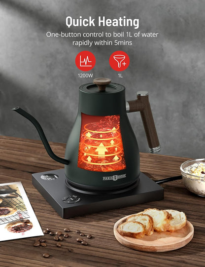 Electric Kettle Temperature Control, 1.7L Large Electric Tea Kettle, 4H Keep Warm Hot Water Boiler with 6 Presets, LED Screen Electric Kettles for Boiling Water, Boil-Dry Protection, BPA Free