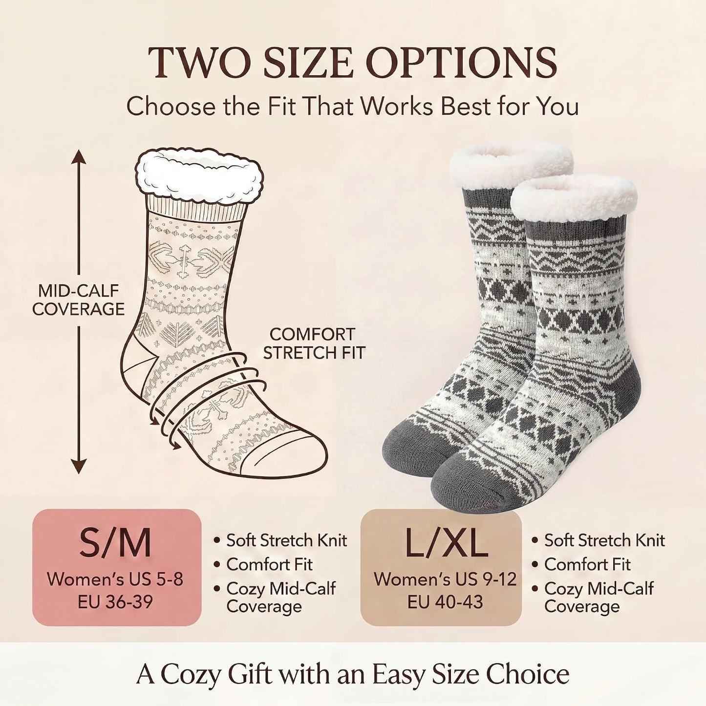 Cozylook Fuzzy Slipper Socks for Women with Grips Warm Cozy Soft Non-Slip Winter Socks Cozy Gift Idea