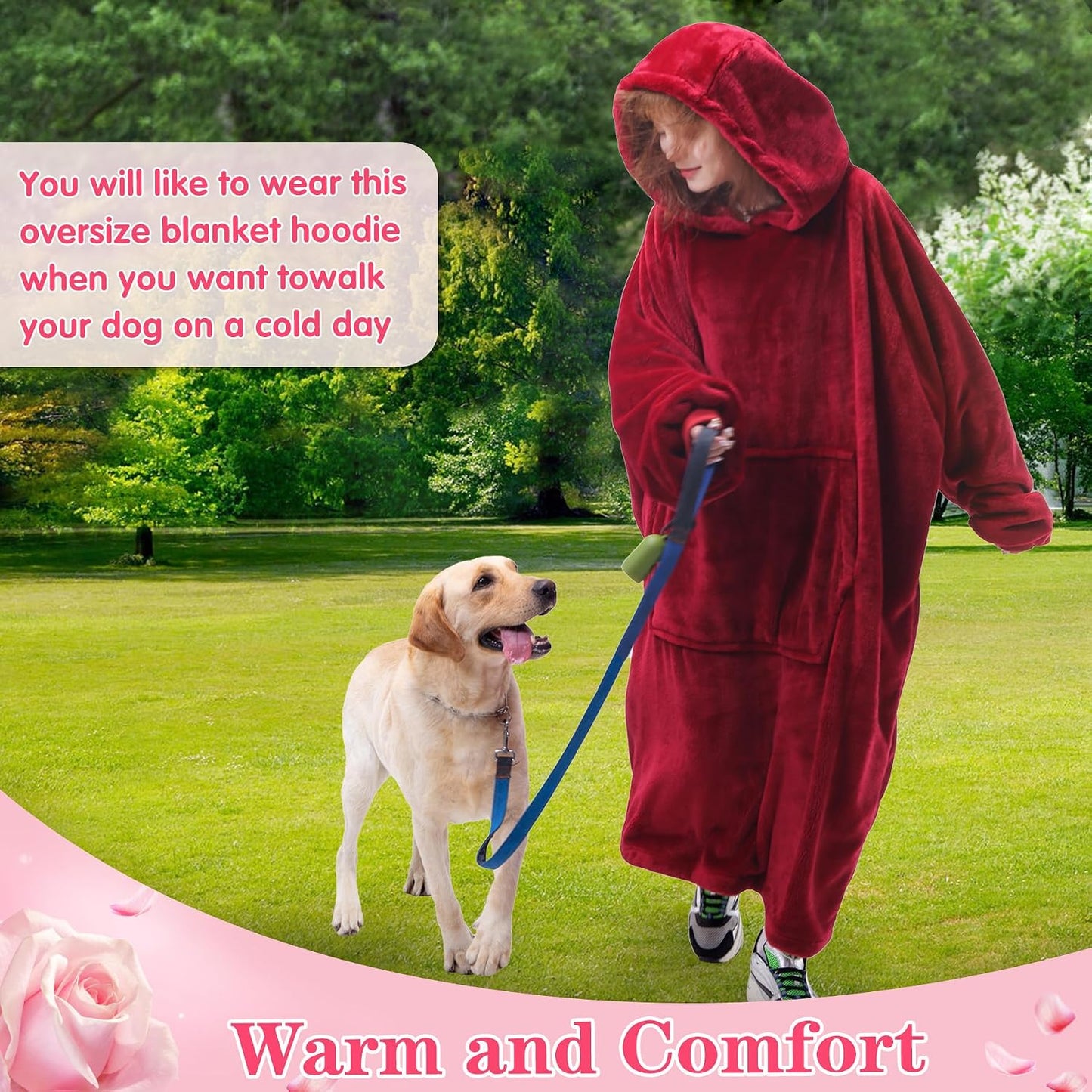 Waitu Wearable Blanket Sweatshirt Gifts for Women and Men, Warm and Cozy Giant Blanket Hoodie, Thick Flannel Blanket with Sleeves and Giant Pocket - Dark Gray
