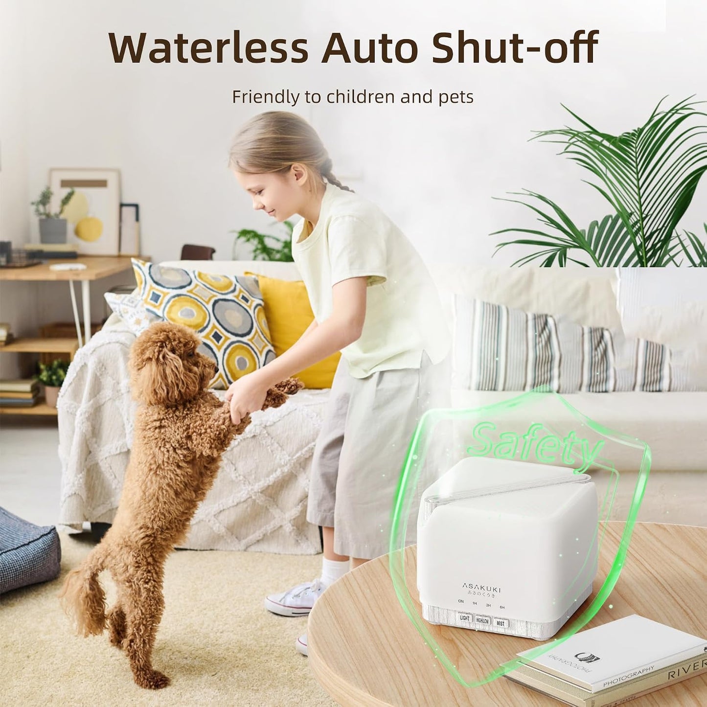 ASAKUKI Essential Oil Diffuser for Home Large 700 ml Humidifier | Automatic Shut-Off, Quiet Aromatherapy Diffuser with 7 LED Lights for Living Room, Kitchen, Bedroom, Hotel - White