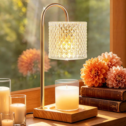TigQiang Candle Warmer Lamp with Timer Dimmer, Birthday Gifts for Women Mom, House Warming Gifts, Elegant New Home Decor, Wax Warmer for Jar Candles, Heater Lamp for Scented Wax, Amber Glass