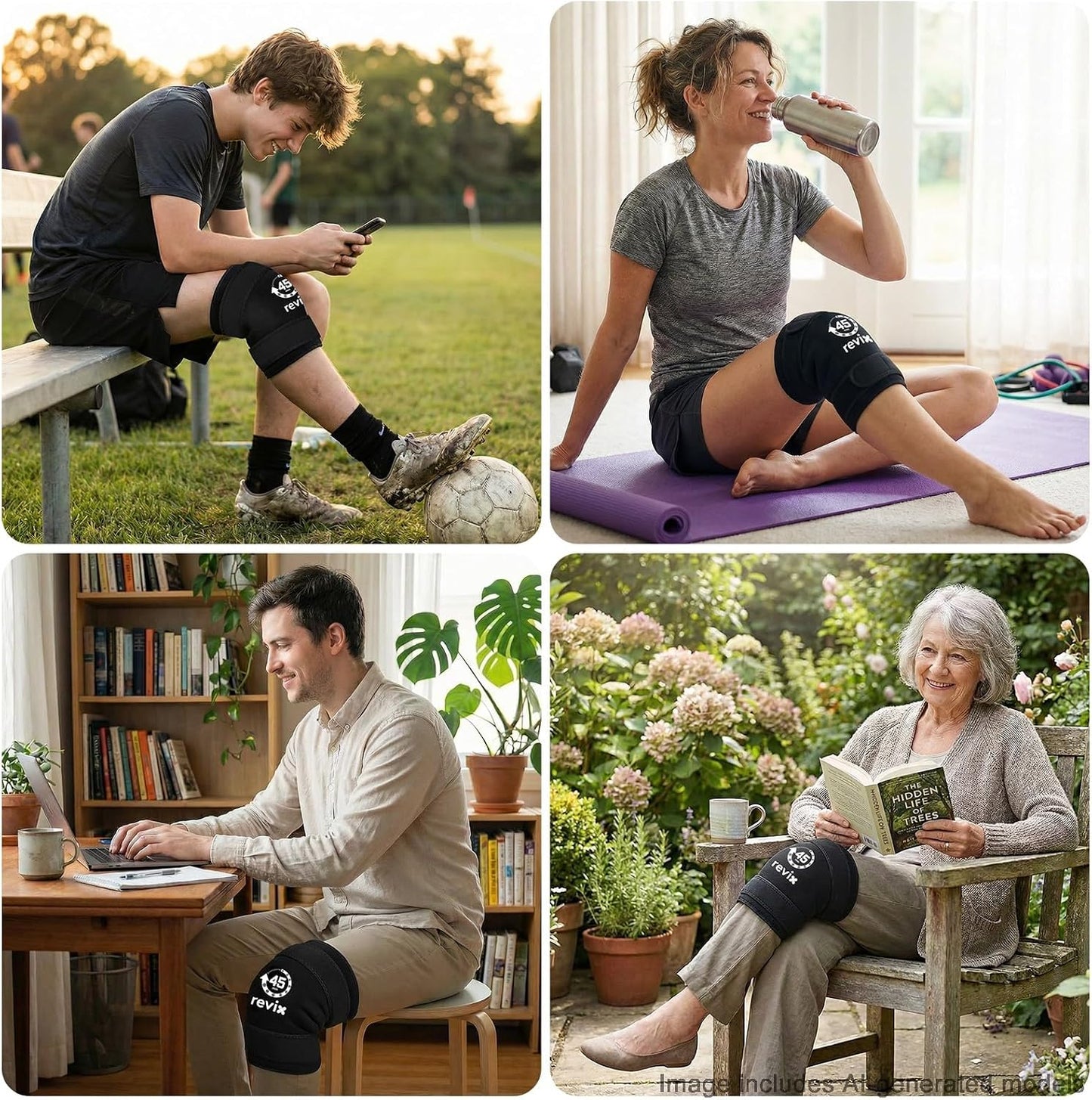 REVIX Knee Ice Pack Wrap, 45-Minute Long-Lasting Ice Pack for Knees with Ice Grid Gel Design, Reusable Gel Ice Wrap for Meniscus Tear, ACL, Cold Therapy for Elbows, Calves & Legs (12" × 9.5")
