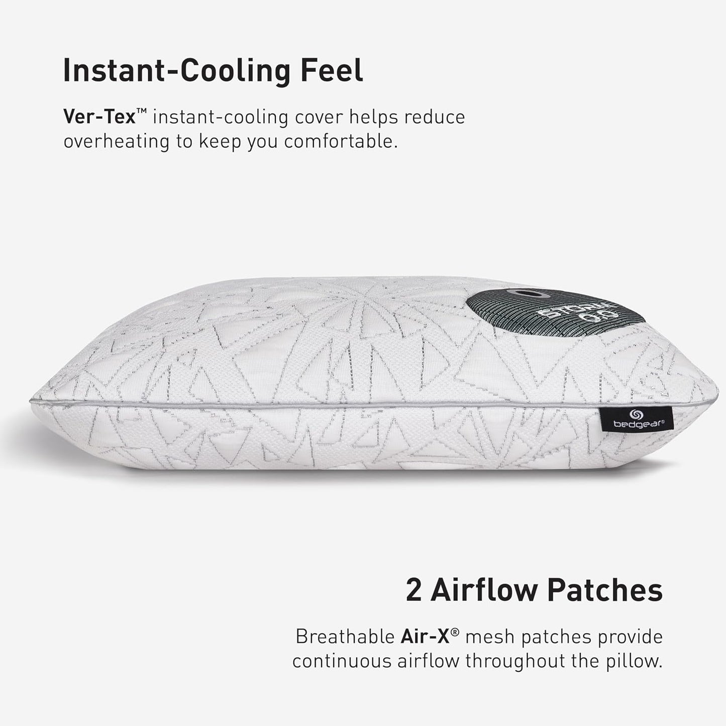 Bedgear Storm Performance Pillow, 1.0 Cooling Pillow for Side Sleepers, Medium Firm Support, Ver-Tex Cooling Cover, Air-X Mesh, Washable