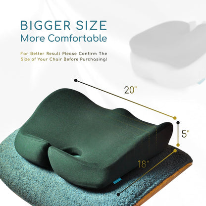SitCushion Ergonomic Seat Cushion for Sciatica & Tailbone Pain Relief – Extra Large Memory Foam Office Chair Cushion for Long Sitting, Orthopedic Coccyx Cushion for Desk Chair, Car & Wheelchair(Black)