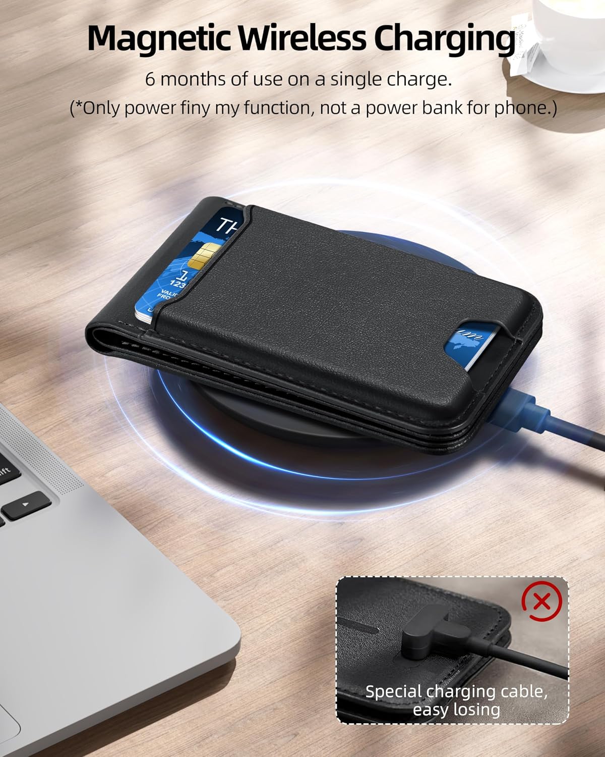ExtreLife for Magsafe Wallet, Works with Apple Find My, 6 Cards Holder