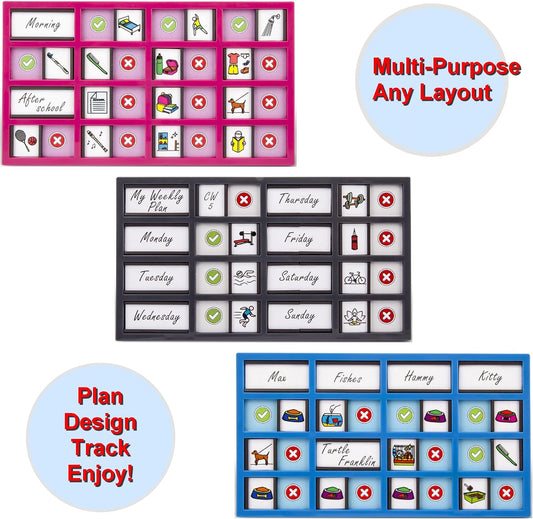 Customizable Checklist Board, Habit Tracker, and Chore Chart for Kids and Adults | Stay Organized with Daily Routines, Fitness, Self-Care, and Pet Care, For Fridge & Hang On Wall (Grey)