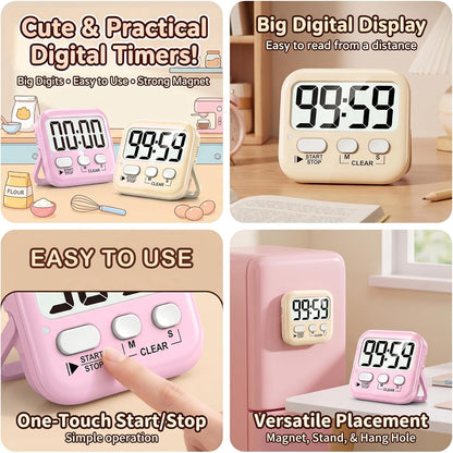 Antonki 2 Pack Digital Timer for Kids Classroom Kitchen Timers for Cooking