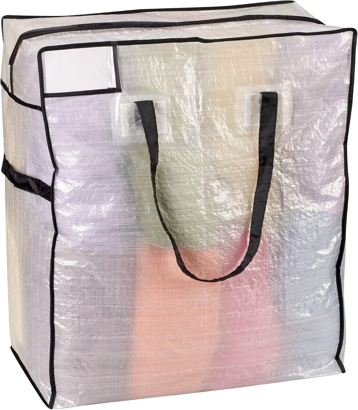 Household Essentials 2622 MightyStor Large Storage Bag with Handles | Clothing and Linen Storage Bag | White Tarp with Black Trim