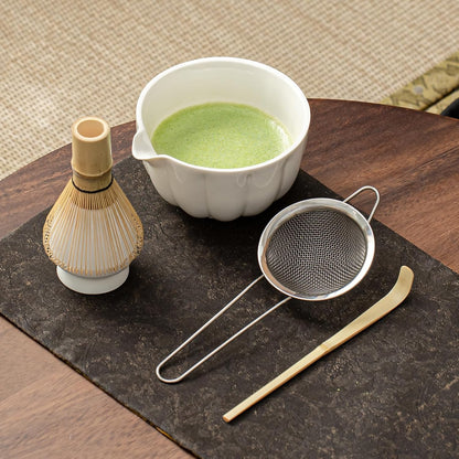 Matcha Whisk Set, Matcha Set Includes Ceramic Matcha Bowl, Bamboo Whisk, Scoop, Chasen Holder, Sifter, 5 Pcs Perfect Matcha Kit for Matcha Lover (Mottled Green)
