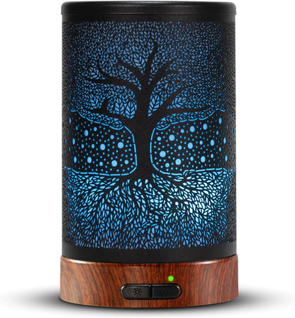EQUSUPRO Essential Oil Diffuser 300ml Metal Electric Ultrasonic Diffuser for Large Room with Auto Shut-Off, 4 Timer Setting &7 Colors Night Light for Home