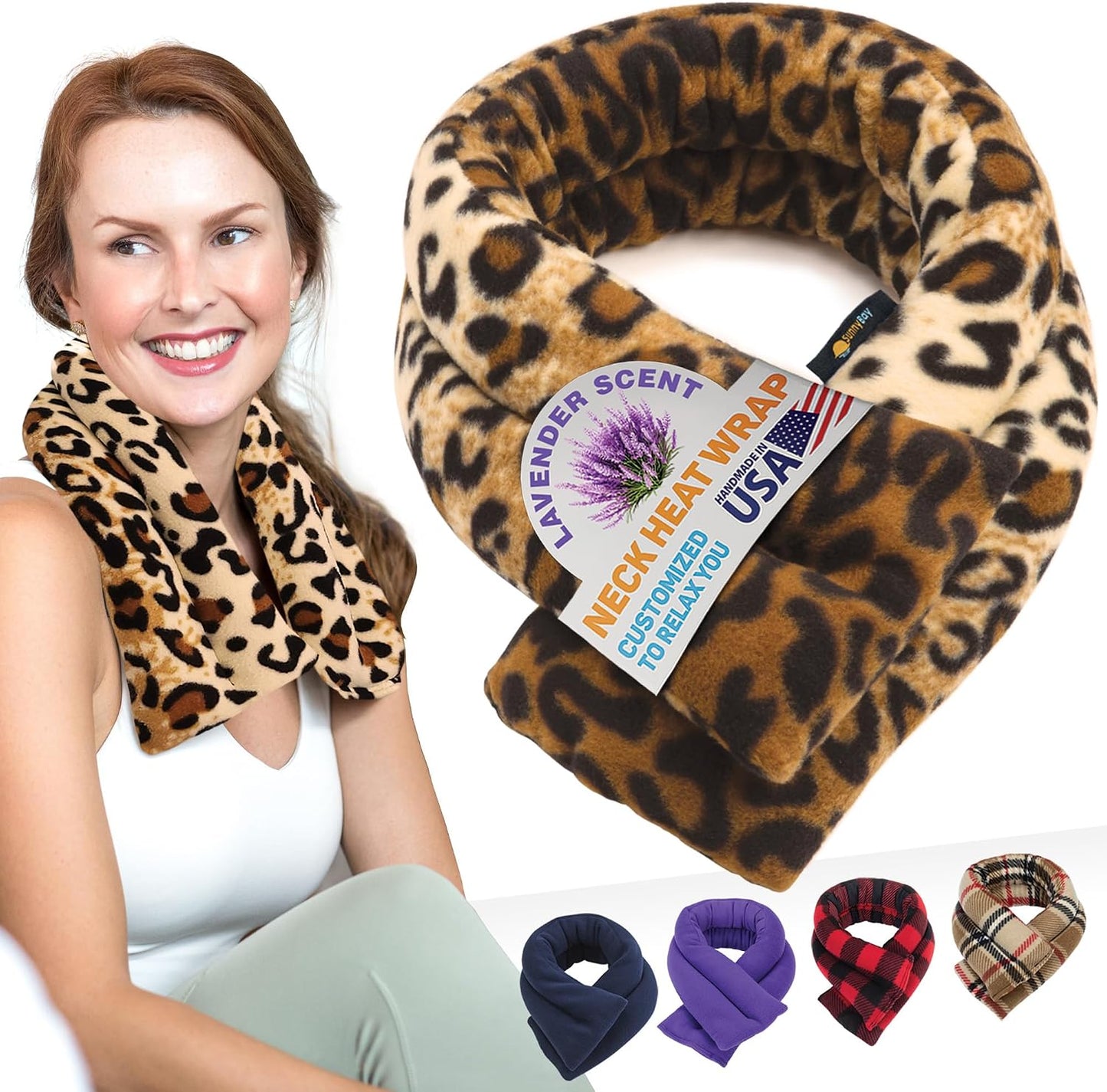 SunnyBay Microwavable Heating Pad for Neck and Shoulder, Heated Neck Wrap, Microwave Heat Pad, Weighted Beanbag Moist Hot or Cold Compress, 2.2 lbs, 26x4 Inches, Navy Blue