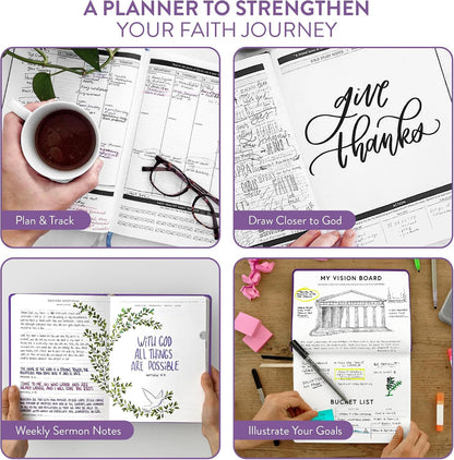 Christian Planner 2026 Daily Planner - Faith Based Monthly and Weekly Planner, Vision Board, and Habit Tracker - 2026 Calendar, Personal Organizer and Devotional Journal (Spiral, Pine)