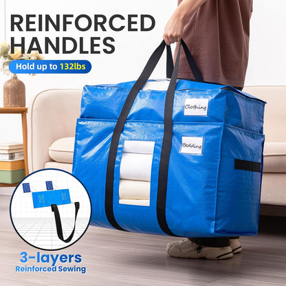 TAILI Blue Extra Large Moving Bags,Storage Bags with Visible Window