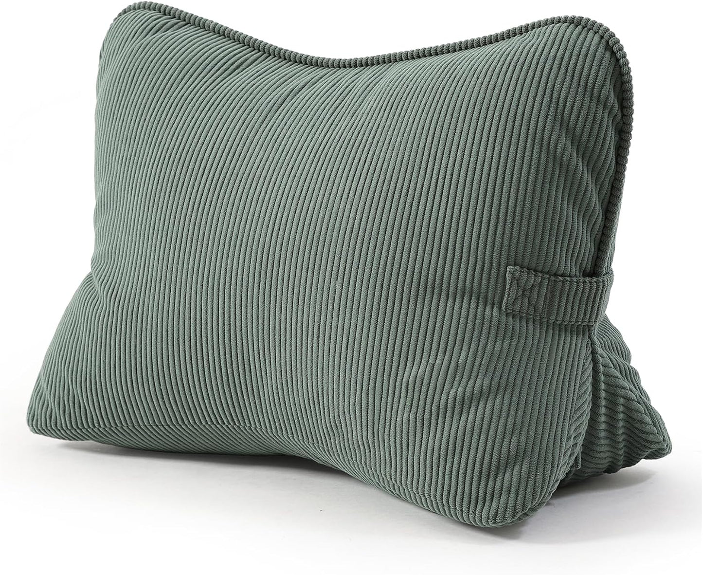 Pat. Pend. Corduroy Lumbar Support Back Pillow for Watching TV, Reading & Gaming, Ergonomic Triangle Support Cushion for Sofa, Armchair & Bed Sitting, Removable Washable Cover, Beige Gray