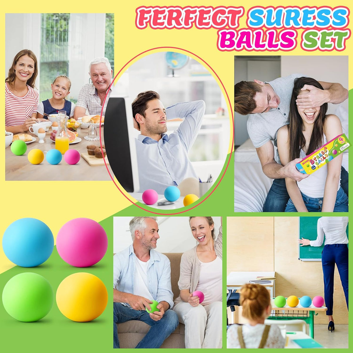 36 Pack Stress Balls, Squishy Balls, Squishy Fidget Stress Relief