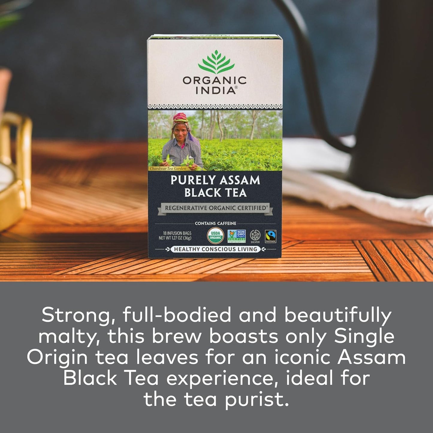 ORGANIC INDIA Tulsi Turmeric Ginger Herbal Tea - Stress Relieving & Harmonizing, Immune Support, Aids Digestion, Vegan, Caffeine-Free - 18 Infusion Bags, 6 Pack
