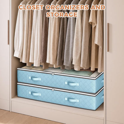 Budding Joy 95L Under Bed Storage Containers, 4 Pack Closet Organizers Grey