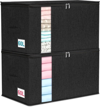 punemi 60L Sturdy Comforter Storage Bag, Blanket Organizer, Grey