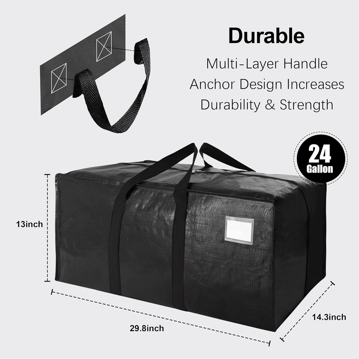 VELVETSURE Heavy Duty Extra Large Moving Bags W/Backpack Straps - Strong Handles & Zippers, Storage Totes For Space Saving, Fold Flat, Alternative to Box and Bin (Set of 6, Multicolor)