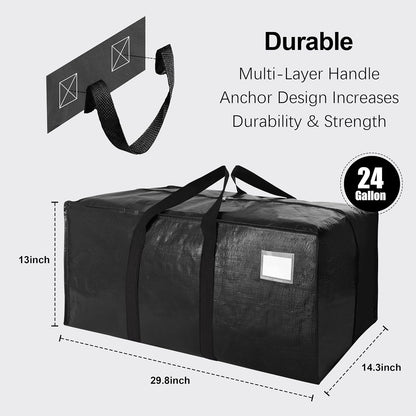 VELVETSURE Heavy Duty Extra Large Moving Bags W/Backpack Straps - Strong Handles & Zippers, Storage Totes For Space Saving, Fold Flat, Alternative to Box and Bin (Set of 6, Multicolor)