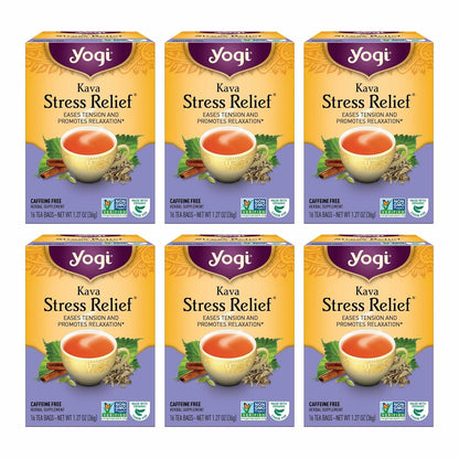 Yogi Kava Stress Relief Organic Tea, 16 Tea Bags (6 Pack)