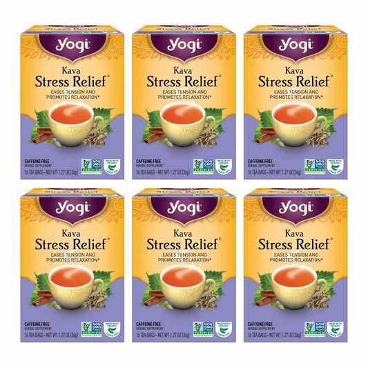 Yogi Kava Stress Relief Organic Tea, 16 Tea Bags (6 Pack)