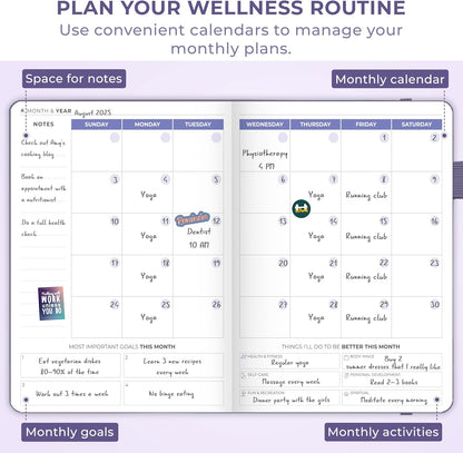 Clever Fox Fitness & Food Journal – Nutrition & Workout Planner for Women & Men – Diet & Gym Exercise Log Book with Calendars, Diet & Training Trackers - Undated, A5 Size, Hardcover (Forest Green)