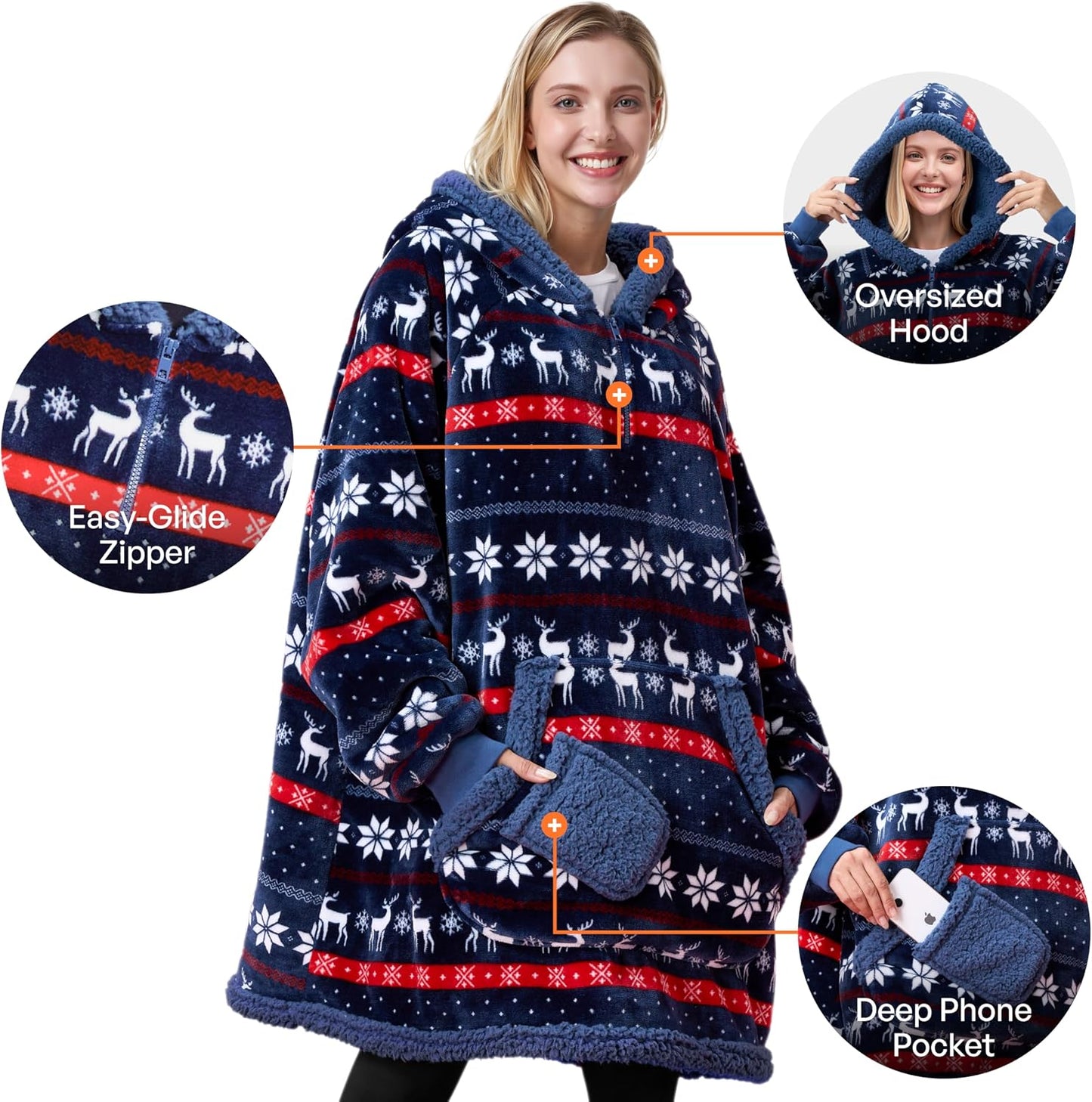 Giggling Getup Wearable Blanket Hoodie for Adults Gifts for Teen Girls Sister Women Sherpa Fleece Printed Hooded Blanket Sweatshirt Warm Cozy with Pocket & Sleeves Beige Cat