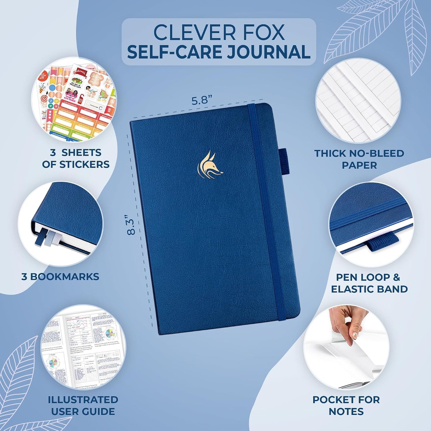 Clever Fox Self-Care Journal for Women, Daily Planner 5.8x8.3 Aquamarine