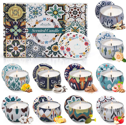 Scented Candles Gift Set, 12 Pack Soy Wax Candles for Home, 12 Scents, Aromatherapy Travel Tins with Gift Box for Women, Birthday, Housewarming, Relaxation