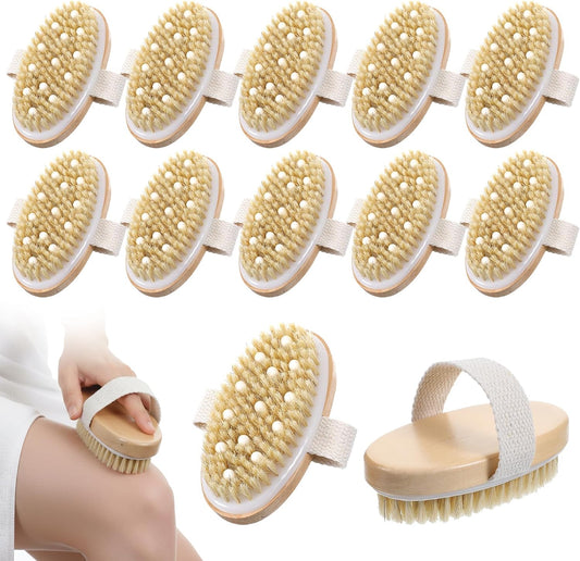 12 Pcs Dry Brushing Body Brush Exfoliating Brush with Massage Nodule Dry Skin Body Scrubber for Shower Bath Back Circulation Improvement Dead Skin Remove Beauty Exfoliator