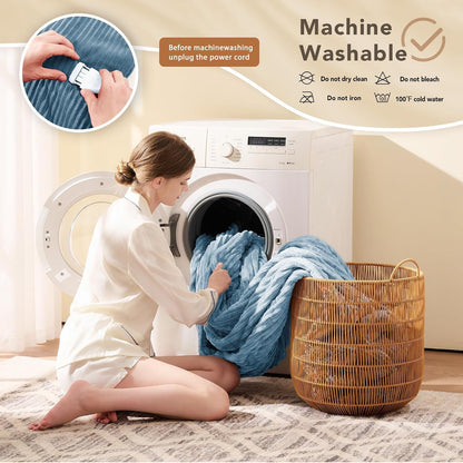 Homemate Heated Blanket Electric Throw - 50"x60" Heating Blanket Throw 1/2/4/6/8 Hours Auto-Off 10 Heat Levels Over-Heat Protection Soft Flannel Sherpa Heater ETL Certification