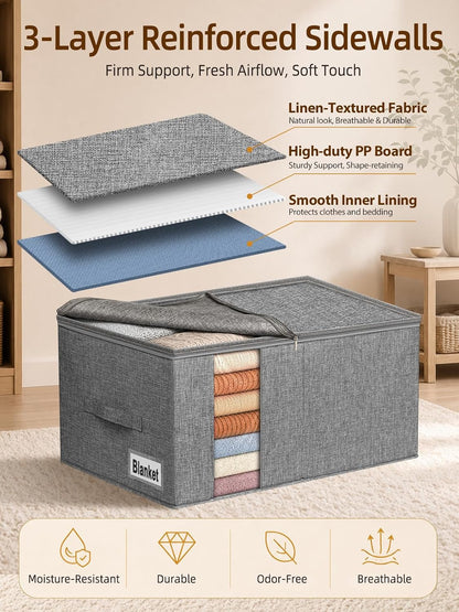 90L Rigid-Structured King Size Comforter Storage Bag, 2 Pack, Gray