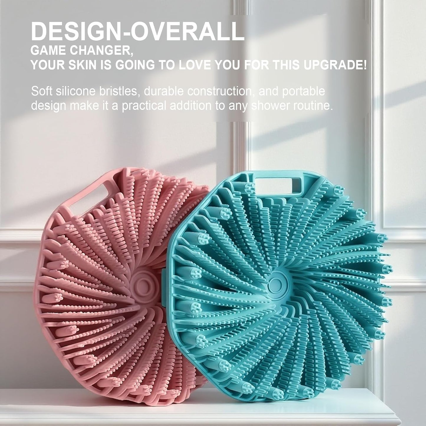 Silicone Body Scrubber – Dual-Sided Silicone Loofah for Shower, Set of 2 Soft Exfoliating Body Bath Shower Scrubber Loofah Brush Easy-to-Clean for Sensitive Kids Women Men All Kinds of Skin