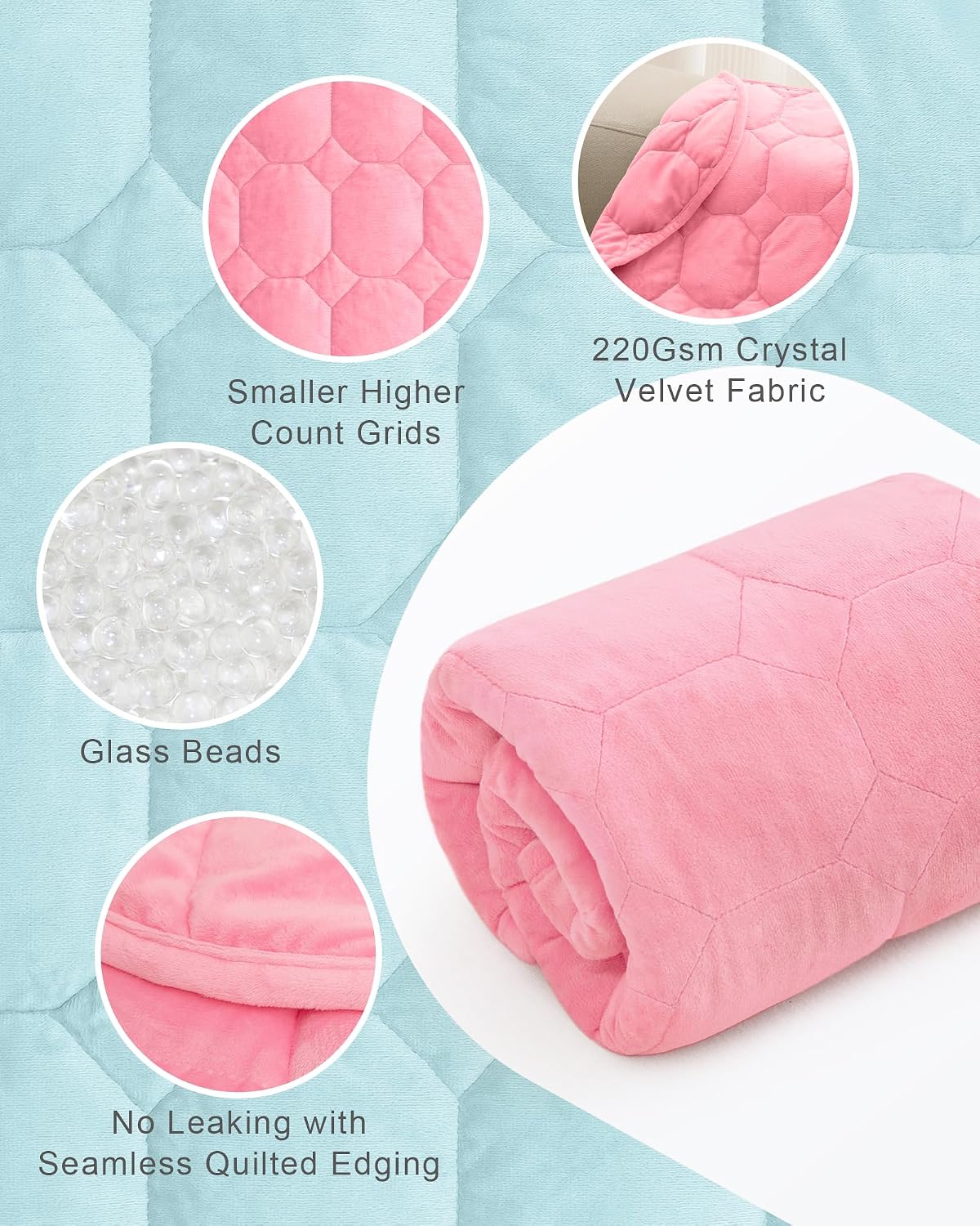 Cottonblue Weighted Lap Blanket 7lbs, Cozy Luxury Crystal Velvet Weighted Blanket for Adults, Small Weighted Blanket for Relaxation, Sleeping, Travel, Grey, 29" x 24"