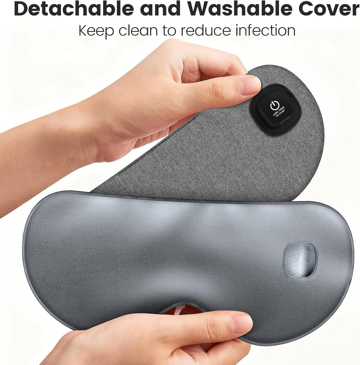Cordless Heated Eye Mask for Dry Eyes, Rechargeable Heat Sleep Mask, Grey