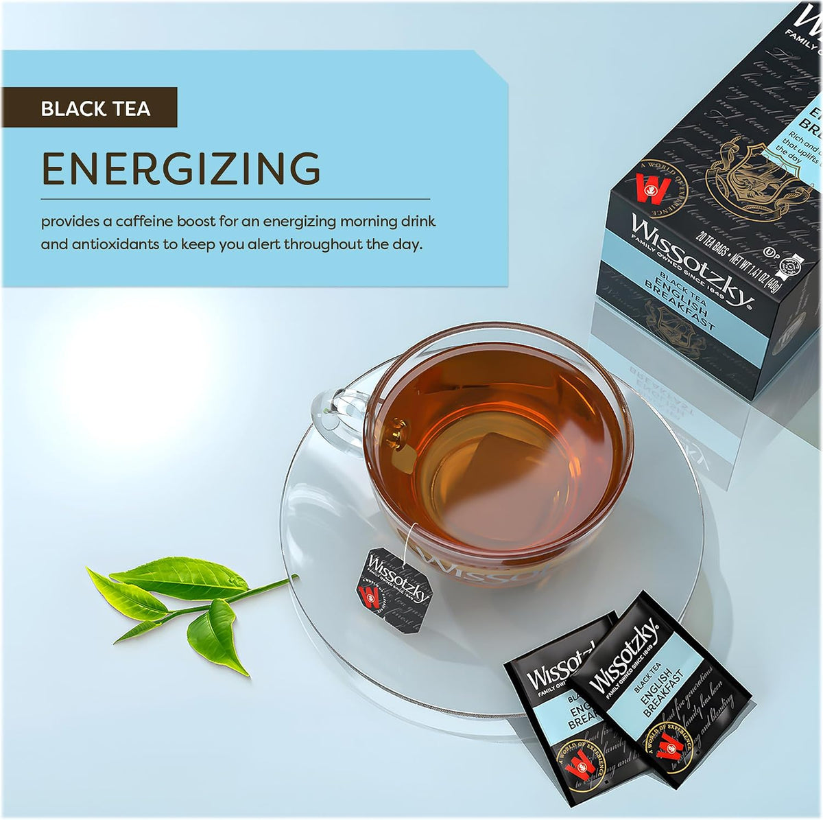 Wissotzky English Breakfast Black Tea (6 Pack - 120 Tea Bags) | Robust & Invigorating Tea | Antioxidant Rich | Energizing Black Tea Bags