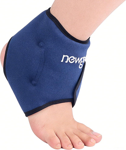 NEWGO Ankle Ice Pack Wrap for Swelling & Pain Relief, Reusable Hot Cold Gel Packs, Adjustable Brace for Plantar Fasciitis, Achilles Tendonitis, Heel Spur, Sprained Injuries - Up to 75kg Men Women