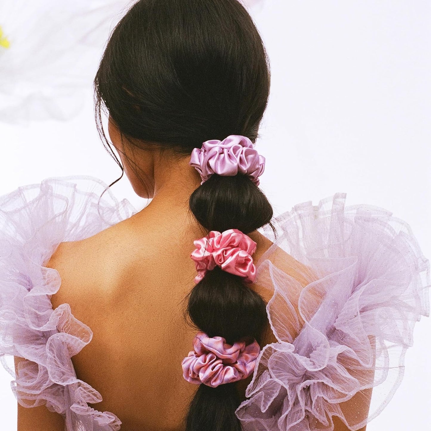 slip Large Scrunchie Multi | Set of 3 Pure Silk Large Scrunchies | Includes 1 Pink, 1 Caramel, 1 Black | 100% Mulberry Silk, Anti-Crease, Gentle on Hair, Reduces Breakage | Stylish & Durable