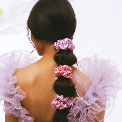 slip Large Scrunchie Multi | Set of 3 Pure Silk Large Scrunchies | Includes 1 Pink, 1 Caramel, 1 Black | 100% Mulberry Silk, Anti-Crease, Gentle on Hair, Reduces Breakage | Stylish & Durable