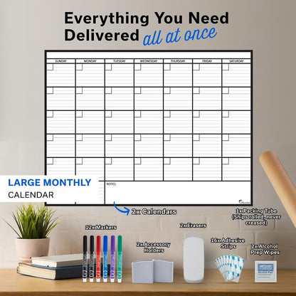 Large Dry Erase Calendar for Wall 36x48, Big Classroom Giant Month, Undated Reusable Family Monthly, Rolled Whiteboard White Board, Calendar Dry Erase Planner for Wall Erasable Large Office 48x36