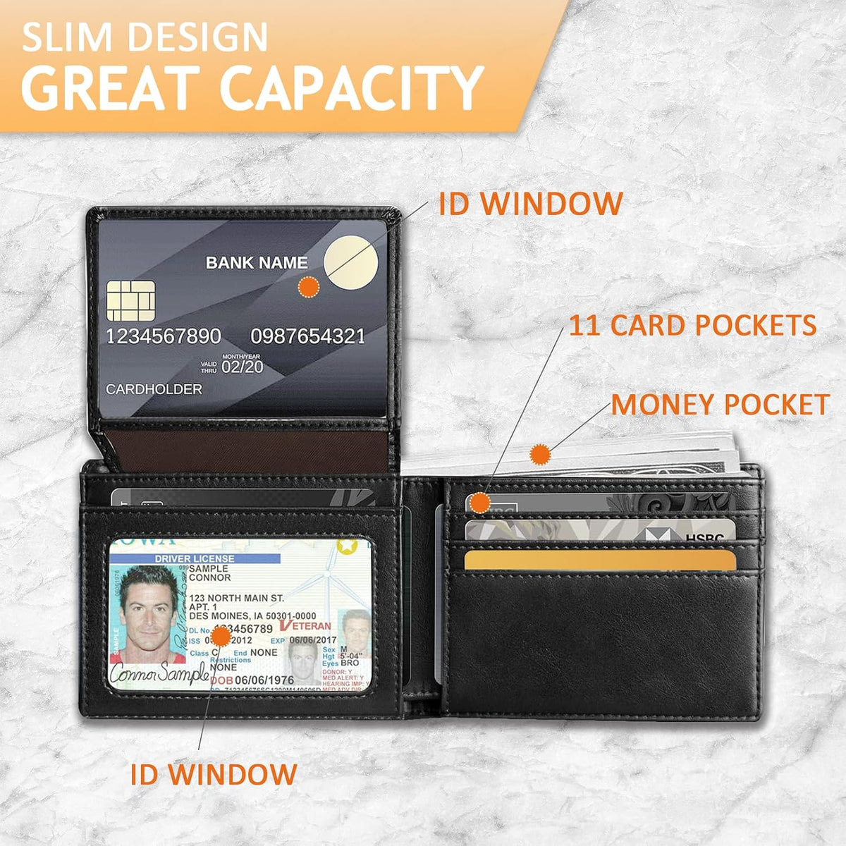Smart Tracker Wallet for Men,Compatible with Android and Ios, Mens Wallet GPS Tracker Card Holder With Men Gift for Christmas. (Carbon Black) (iOS & Android)