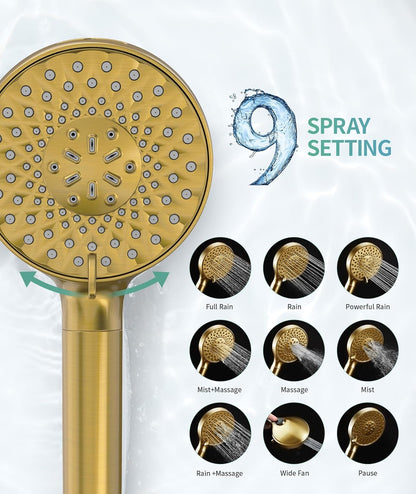 SR SUN RISE Filtered Shower Head with Handheld High Pressure 9 Spray Mode Showerhead Detachable Shower Head Water Softener Filters Beads for Hard Water Remove Chlorine 1 Filter Chrome