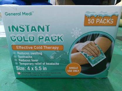 General Medi Instant Ice Cold Pack (4”x 5.5”) – 8 Packs Disposable Cold Therapy Ice Packs for Pain Relief, Swelling, Inflammation, Sprains, Toothache – for Athletes & Outdoor Activities