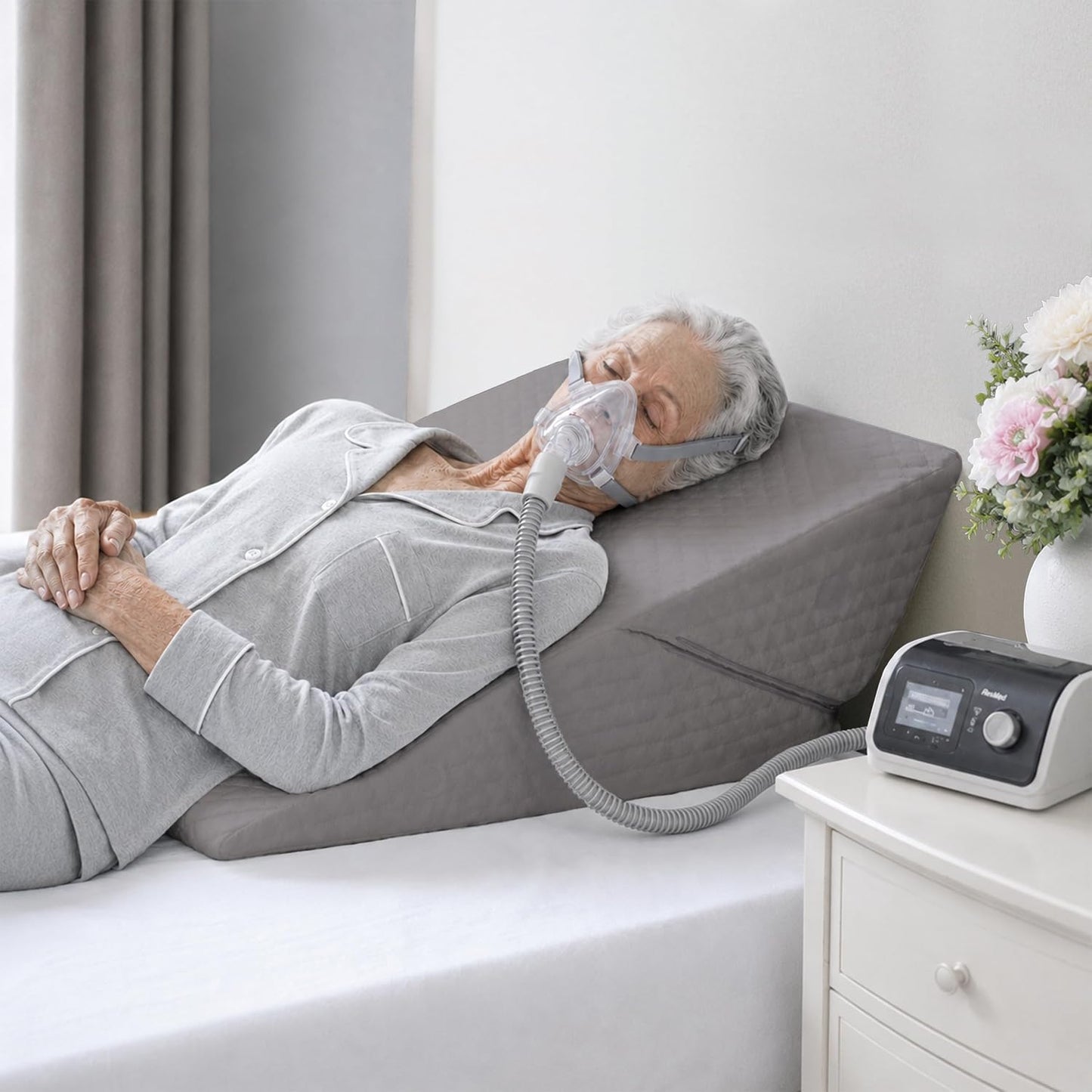 Wedge Pillow for Sleep Apnea, 12 Inch Adjustable Height Bed Wedge Pillow for Chronic Pain, Handicapped Individuals, and Long Term Care and Positioning