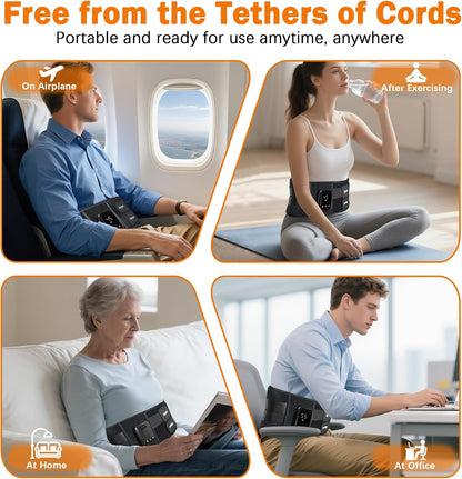 Joyset Cordless Heating Pad for Back, 5 Heat & 5 Vibration | Wearable Lower-Back Warmth with 5000mAh Battery, 47-60 in Fit, Support Stays, LED Controls,Timer Settings,Gifts for Mom Dad