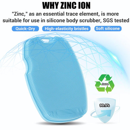 Canroom Silicone Body Scrubber - Zinc Infused-Highly Elastic Bristles Exfoliating Body Scrubber for Shower Body,Cellulite Reduction,Blood Circulation- Black